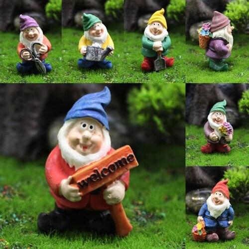 Mini Cartoon Micro Landscape Garden Dwarf Ornament Gnome Statue Flower Pot Decor