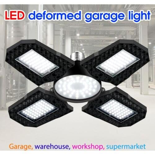 120W Adjustable 4 Leaf Deformable Lamp For Garage LED Garage Light LED High Bay Workshop Ceiling Light Warehouse Lighting Bulb