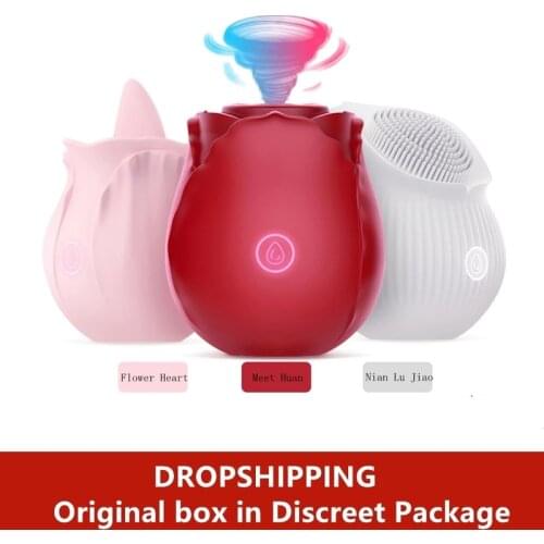 Rose Flower Sucking Vibrator Nipple Sucker Oral Licking Vagina Clitoris Massager Stimulation Adult Sex Toy for Women Masturbator
