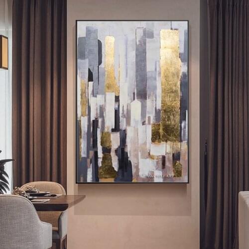 100% Hand Painted Abstract Modern City For Living Room Fashion Bar Pub Wall Art Decor Landscape Canvas Painting Christmas Gift