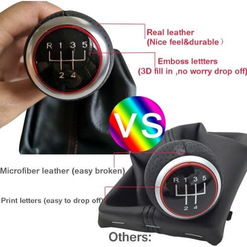 Manual 5/6 Speed Car Gear Shift Knob Lever Stick Handle head Boot Cover For Audi A4 B8 2008-2015 For Passat CC 2009-2010