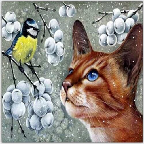 Needlework Diy diamond painting animal decorative painting diamond embroidery mosaic "Cats and birds" wall painting