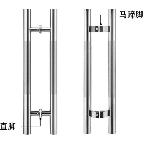 Glass door handle stainless steel round pipe door armrest black partition door hotel sliding door wooden door handle