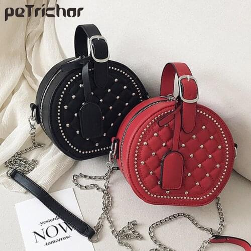 Brand Round Shoulder Bag For Women Handbag Crossbody Bags Female PU Leather Chain Ladies Messenger Tote Bags Rivet Bolsa Feminin