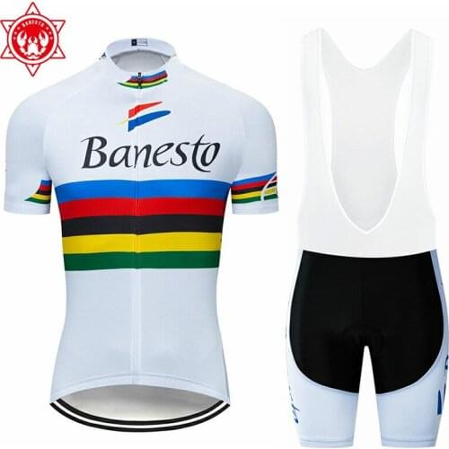 Banesto 2020 PRO Cycling jersey And Bib shorts for Race cut fabric jersey Top quality bib set for long time ride