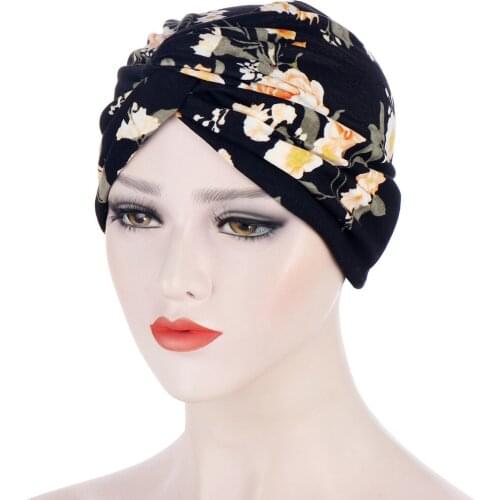 Fashion Twisted Turban Cap for Women Cotton Printed Headscarf Bonnet Muslim Head Wraps Islamic Headdress Turbante Mujer