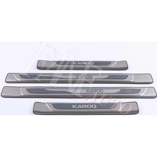 Stainless Steel Inner Outer Door Sill Scuff Plate Guard Sills Protector Trim For Skoda Karoq 2017-2021