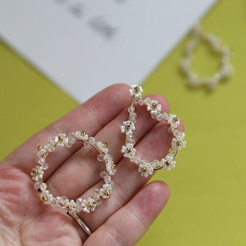 2pcs Fresh shell flower Personality Creative Earrings Women Garland crystal winding pendant diy jewelry material accessories