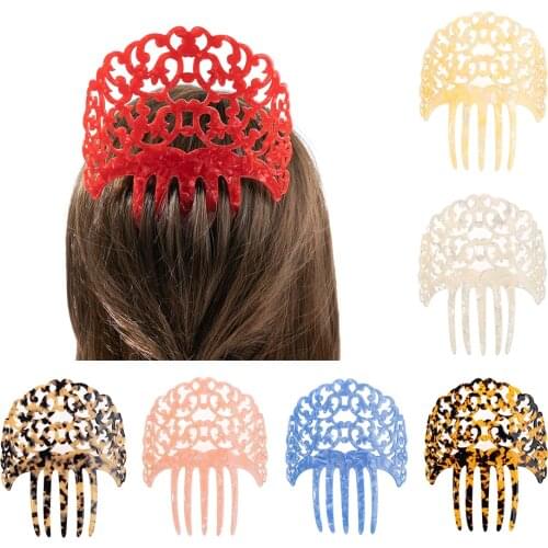 Spanish style Colorful Hair Combs Lady Hair Accessories Vintage Hollow carving Acetic acid Tortoiseshell Wedding Bridal Deco