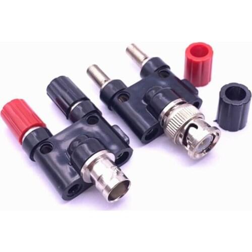 1Pc BNC Male/Female Terminal To 4 mm Adapter Plug, 2* BNC Male Binding Posts Coaxial RF Adapter Video Adapter Oscilloscope Tools