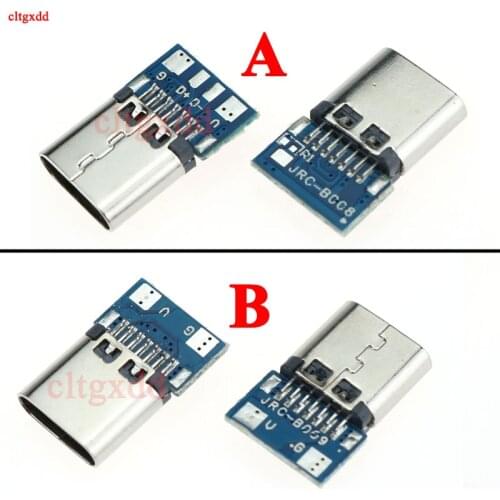 10pcs USB 3.1 Type C Connector 14 Pin Female Socket receptacle Through Holes PCB 180 Vertical Shield USB-C