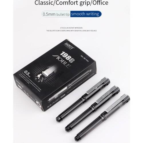 12 Baoke PC1988 Gel Pen Black Pen 0.5mm Metal Pen Holder Red Pen Student Exam Special Office Blue Boxed