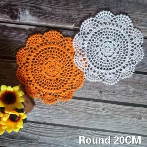 20CM Round Exquisite Handmade Crochet Hollow Out Table Placemat Mantel Individual Mat Set Coffee Coaster Mug Wedding Party Decor