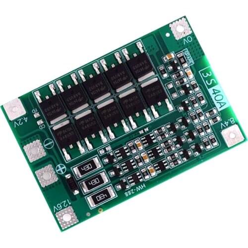 3S 40A Bms 11.1V 12.6V 18650 Lithium Battery Protection Board with Balanced Version for Drill 40A Current