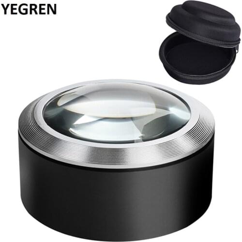 5X Illumination Paperweight Magnifier 3 LED Dome Desktop Magnifying Glass 68 mm Optical Glass Lens Reading Magnifier