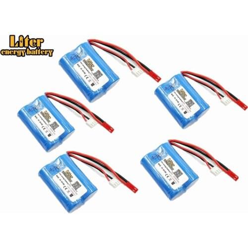 5PCS 7.4V 1300mAH 18500 20C Lipo Battery For MJX T10 T11 T34 HQ 827 871 Remote control helicopter battery 7.4 V 1300 mAH battery