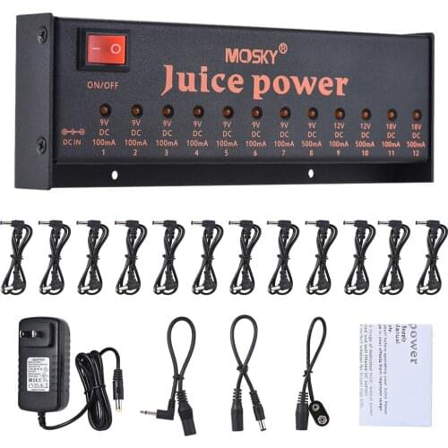 Mosky Juice Power Guitar Effect Pedal Power Supply 12 Isolated DC Outputs for 9V 12V 18V Guitar Accessories