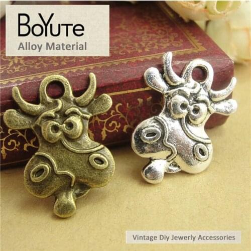 BoYuTe (100 Pieces/Lot) 17*22MM Zinc Alloy Antique Bronze Silver Plated Cattle Metal Charms Pendants for Jewelry Making Findings