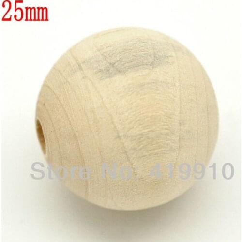 Free shipping-30PCs Natural Round Wood Spacer Beads 25mm M00463