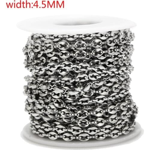 Top Quality 4.5mm Width Chic Fashion Coffee Bean Chains Stainless Steel Daily Link Chain For DIY Jewelry Craft Making Findings