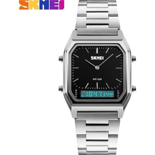 SKMEI Luxury Fashion Casual Quartz Watch Waterproof Stainless Steel Band Analog Digital Sports Watches Men relogio masculino