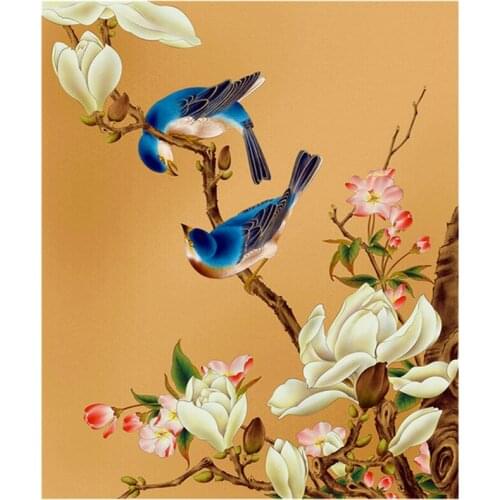 Diy Diamond painting cross stitch blue birds flowers round diamond embroidery scenery handwork picture not finished Home Decor