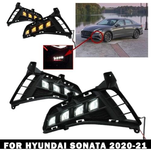 H11 DRL LED Daytime Running Light For Hyundai Sonata 2020 21 Fog Lamp W/ Turn Signal Fog Lamp DC 12V