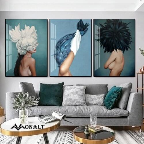 Canvas Art Modern Home Wall Decor Abstract Painting Nordic Wings Naked woman Living Room Decoration Pictures Poster and Prints
