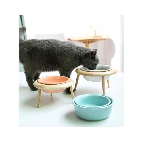 Ceramic Cat Bowl Cat Food Bowl High-Footed Dog Bowl Dog Food Bowl Drinking Bowl Cervical Spine Protection Pet Supplies