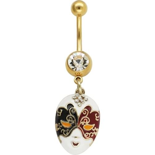 JHJT MUSI 14G Belly Button Rings Chinese Elements 316L Surgical Stainless Steel Belly Piercing Body Jewelry Barbell