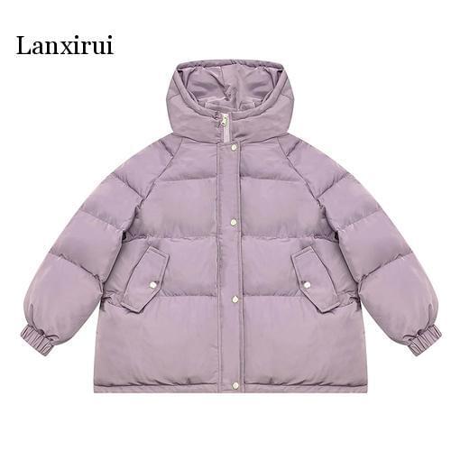 Hooded cotton jacket women Korean version loose winter new Hong Kong style Harajuku thickened bread clothing trend