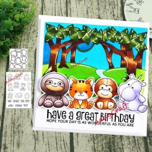 Lion cat hippo Metal cutting dies and Clear Stamps Transparent Silicone Seal for DIY scrapbooking photo album Decorative