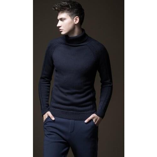 Free Shipping Male casual fashion spring autumn mens clothing can be turned high collar RED sweater tide B183610413