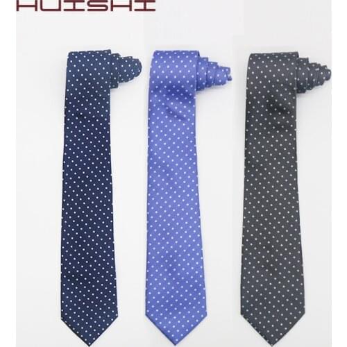 HUISHI 8 cm skinny fashion dot ties for men slim polyester cravat neckties gravatas mens