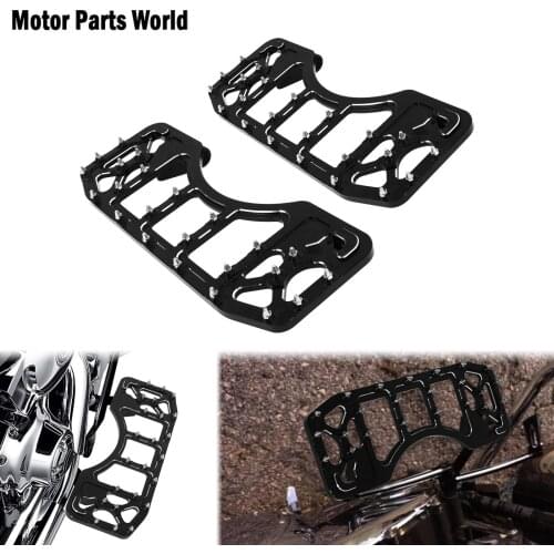 Motorcycle Floorboards Wide Foot Pegs Front Driver Stretched Footrest Pedal Black For Harley Touring Road Glide Softail Dyna FLD