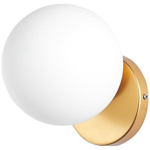 Nordic Led Wall Moon Lamp Iron Modern Decorative Stairs Led Light Home Bedside Round Glass Wall Lights Wood Applique Murale E27