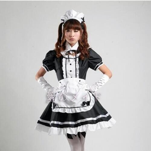 New Servant Women Cosplay Party Halloween Black Lolita Fancy Dress Adult Women Sissy Maid Uniform Sexy French Maid Costumes