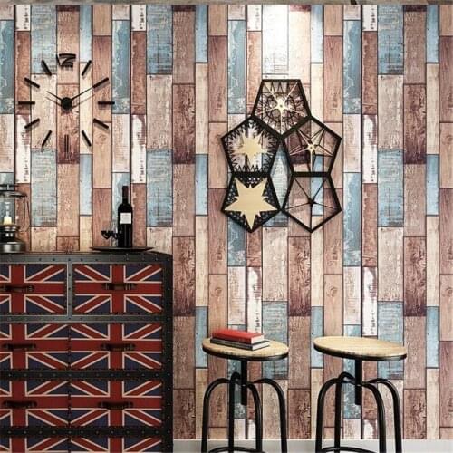 Beibehang Retro Wood grain Waterproof Thick Wallpaper Hotel 3D living room room Background Interior 3D Wallpaper papel parede