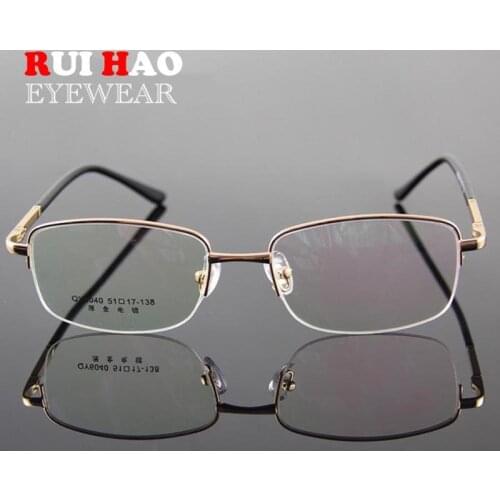 Fashion Eyeglasses Frame Men Spring Temple Rectangle Optical Glasses Frame Half Rimless Eyewear Prescription Spectacles 6040