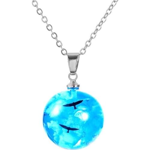 Blue Sky White Clouds Eagle Handmade Crystal Necklace Janedream Transparent Resin Pendant Necklace For Women Fashion Jewelry