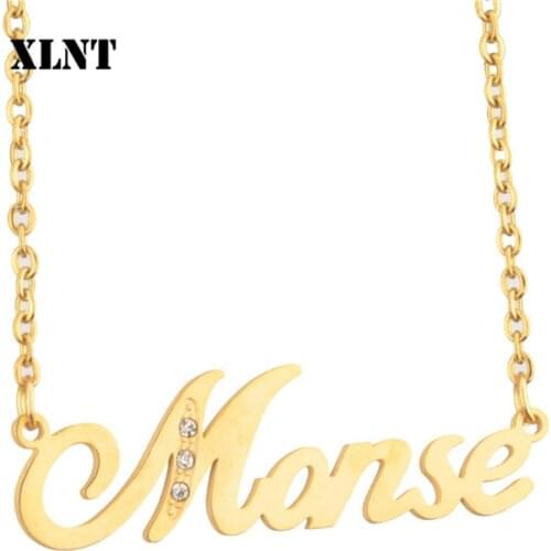 XLNT Monse Name Necklace Gold Initial Necklace Custom Name Necklace Personalized Pendants Necklaces Beauty Mother Gifts