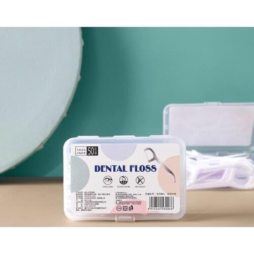 For Household Tooth Cleaning 50Pcs/Box Plastic Oral Care Teeth Stick Dental Floss White Interdental Brush Superfine