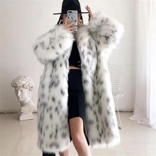 2021 Winter Fashion New Mid-Length Style Lapel Long-Sleeved Thickened Warmth Imitation Fox Fur Coat Female Trendy H353