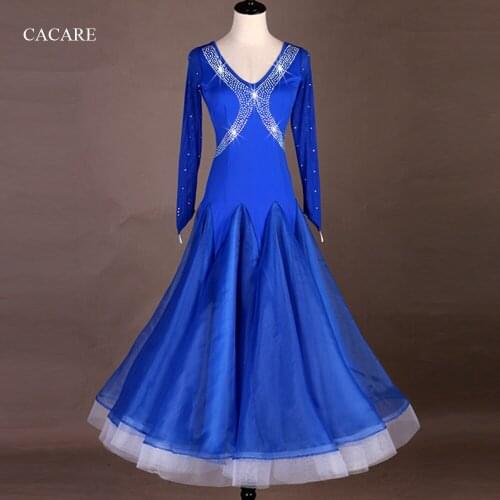 Ballroom Dance Competition Dresses Standard Dancing Wear Costume Waltz Tango Dress Latin Customize D0613 Sheer Hem Mesh Sleeve