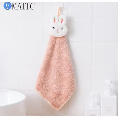 Coral Velvet Hand Towel Hanging Kitchen Towel Towel Absorbent Wipes Soft Children Hand Towel
