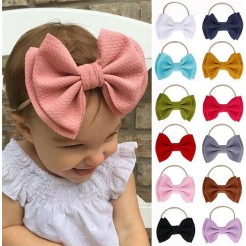 Kid Girl Baby Headband Toddler Nylon Big Bow Hair Band Accessories Elastic Headwear Baby Headdress Kids Hair Band Girl Bow Knot