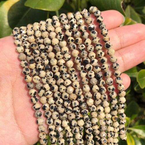 Natural Yellow Spot Jaspers Stone faceted round loose beads 2 3 4 mm For jewelry making Diy Bracelet 15‘’ Strands