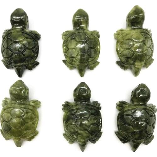 Drop Shipping 1PC Natural Handmade Carved Xiuyan Jade Tortoise Polished Green Jade Crystal Turtle Natural Stones and Crystals