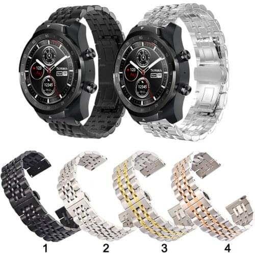 20mm 22mm Stainless Steel Watch Band Strap with Butterfly Clasp for Ticwatch Pro 3 E2 S2 GTX Replacement strap