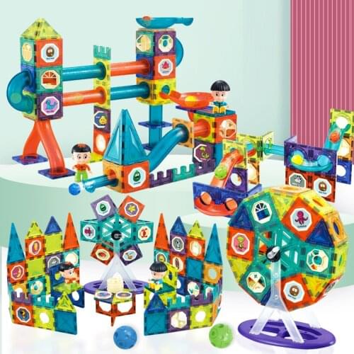 DIY Magnetic Building Blocks Tiles Toys Kids Educational Track Assembly Model Construction Set Designer Boys Girls Gift 40~98pcs